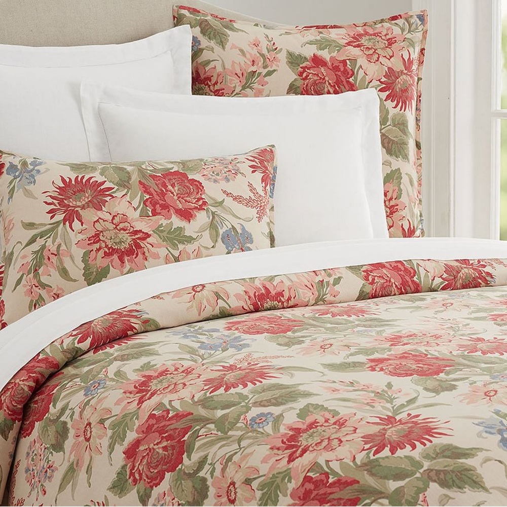 Marla Floral Print Cotton Duvet Cover King size and two euro shams 24x24